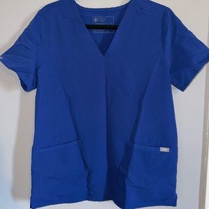 Figs Casma 3-Pocket Scrub Top Blue